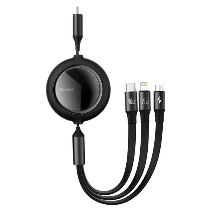 کابل شارژ سریع سه سر بیسوس  Baseus Bright Mirror 3in1 Retractable Data Cable CAMLC-AMJ01